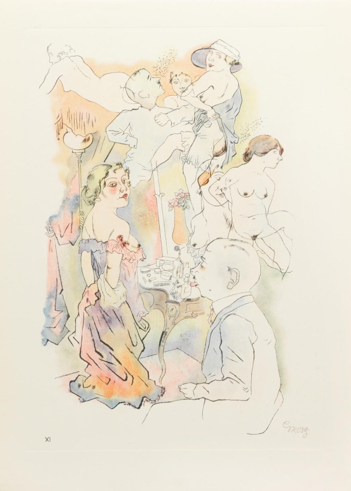 'Niederkunft' & 'Professor Freud gewidmet', from 'Ecce Homo' by George Grosz