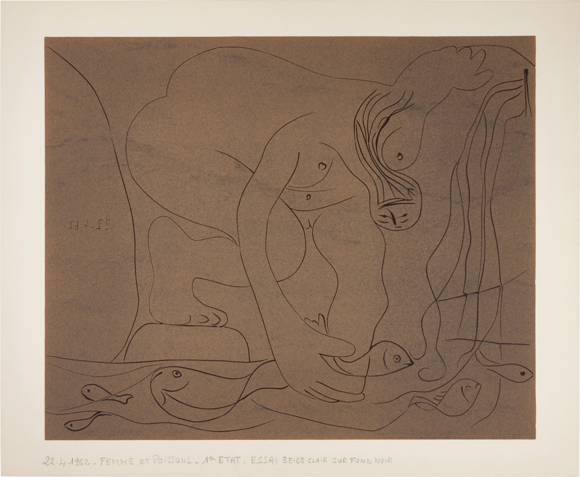 FEMME NUE PÊCHANT DES TRUITES A LA MÀIN (BA. 1327) by Pablo Picasso