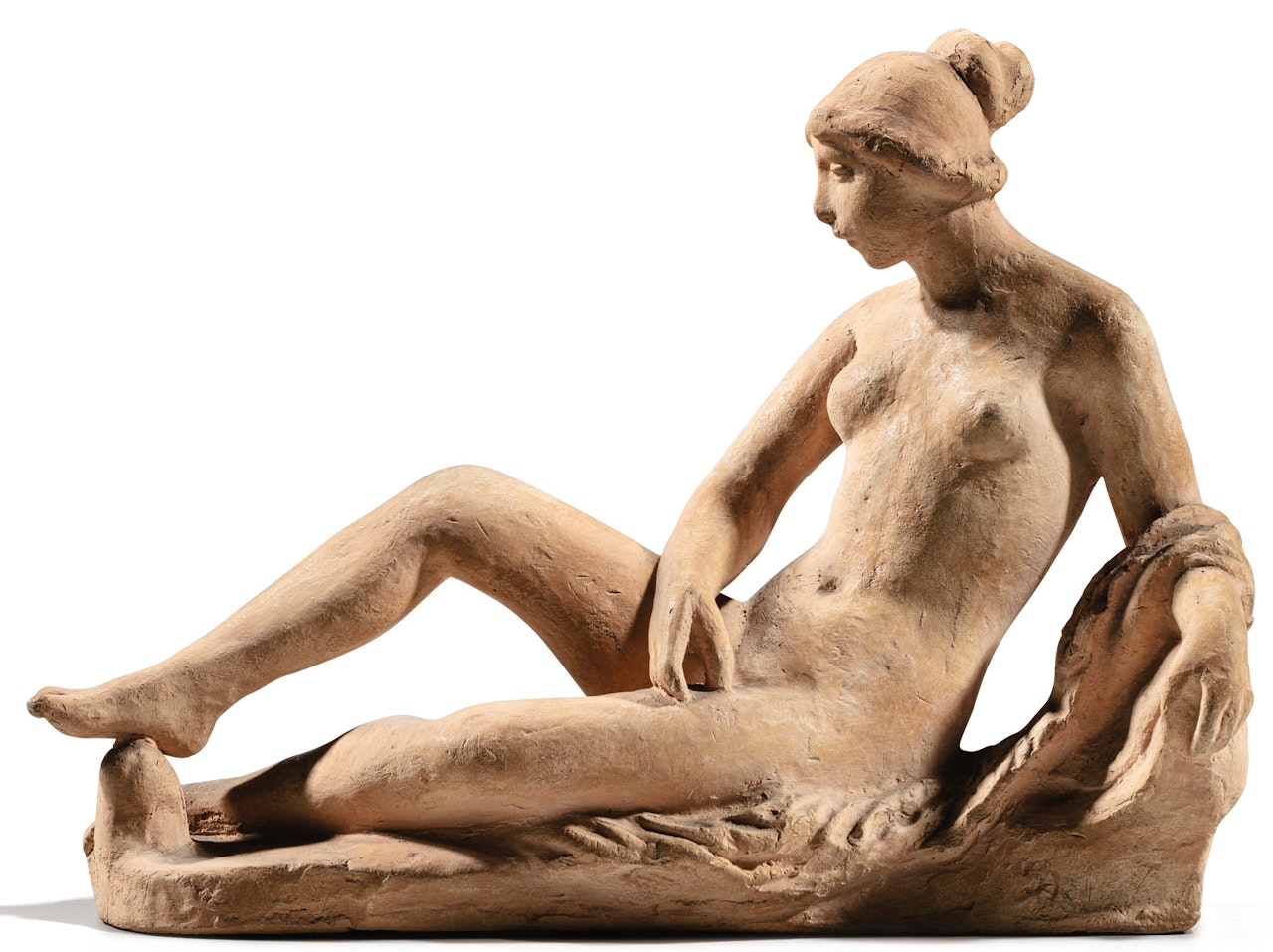 JEUNE FILLE COUCHÉE, APRÈS LE BAIN&nbsp;(ETUDE POUR "LE MONUMENT À PAUL CÉZANNE") by Aristide Maillol