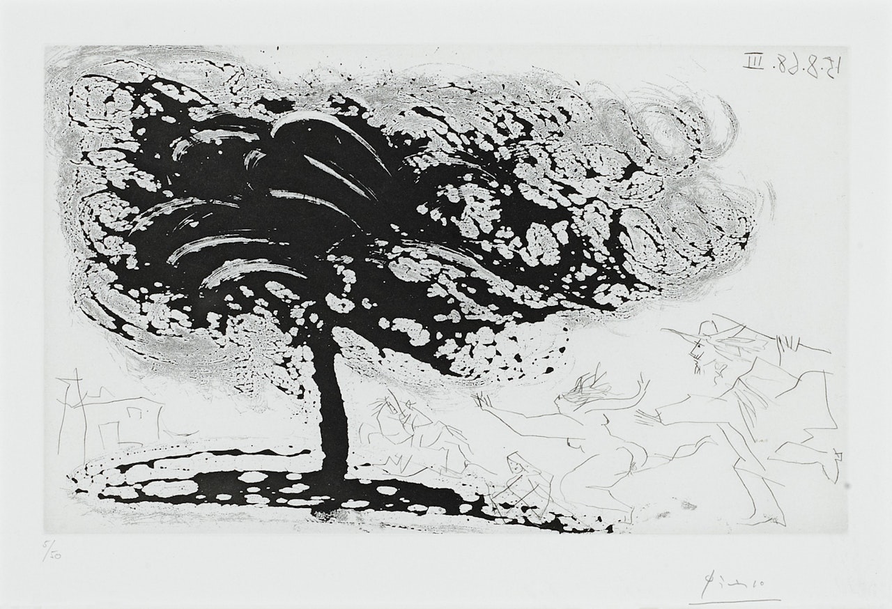 ARBRE DANS LA TEMPÊTE, AVEC FUITE VERS UNE ÉGLISE (B. 1761; BA. 1778) by Pablo Picasso