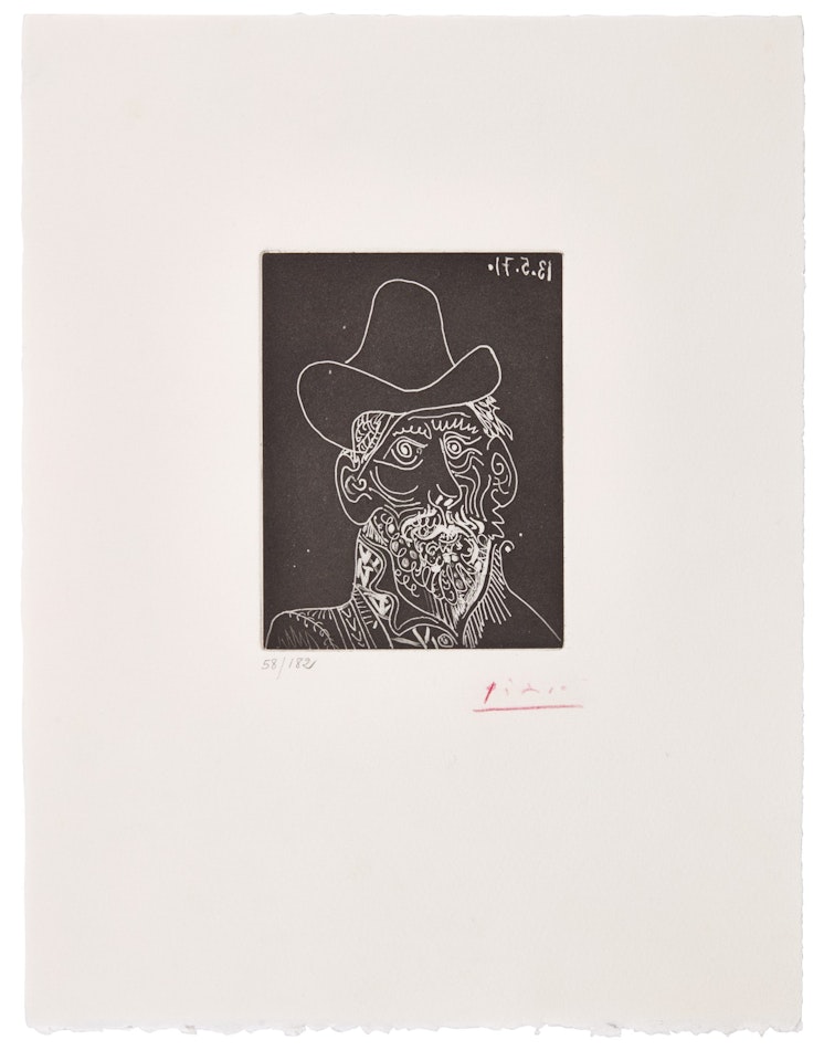 BUSTE D'HOMME BARBU AU CHAPEAU (B. 2014; BA. 1989; C. BKS. 151) by Pablo Picasso