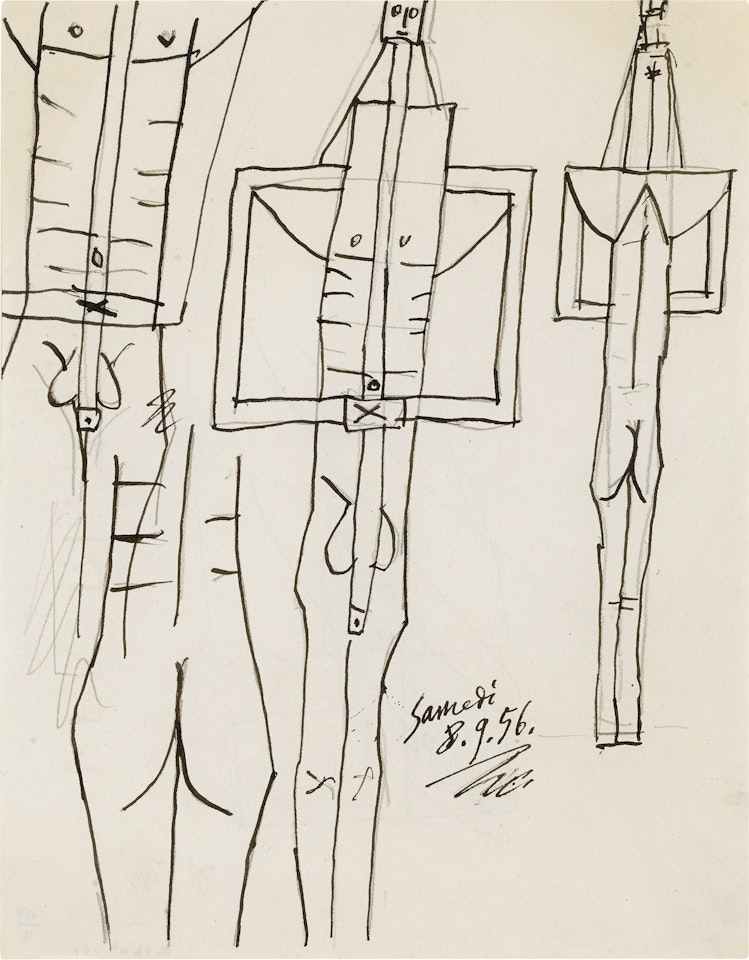 TROIS HOMMES LONGILIGNES (ETUDE POUR LES BAIGNEURS) by Pablo Picasso