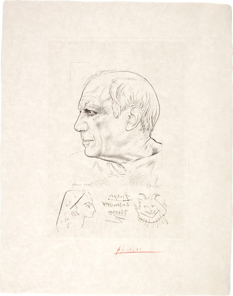 REMARQUE POUR LE PORTRAIT DE PICASSO PAR LEMAGNY (B. 823; BA. 955) by Pablo Picasso