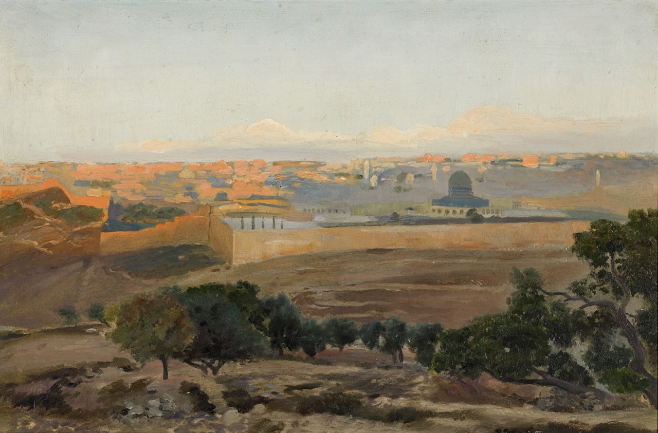 JERUSALEM FROM THE MOUNT OF OLIVES by Gustav Bauernfeind