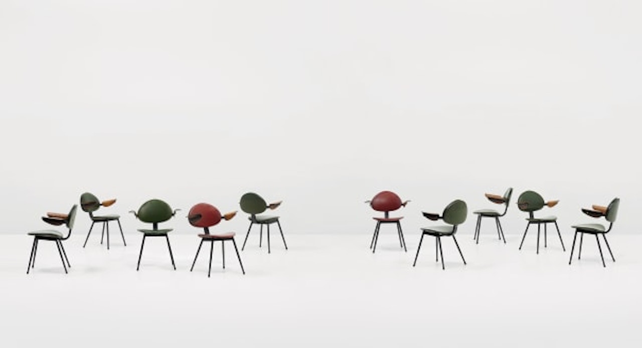 Set of ten armchairs, designed for the Lutrario Ballroom, Turin by Carlo Mollino