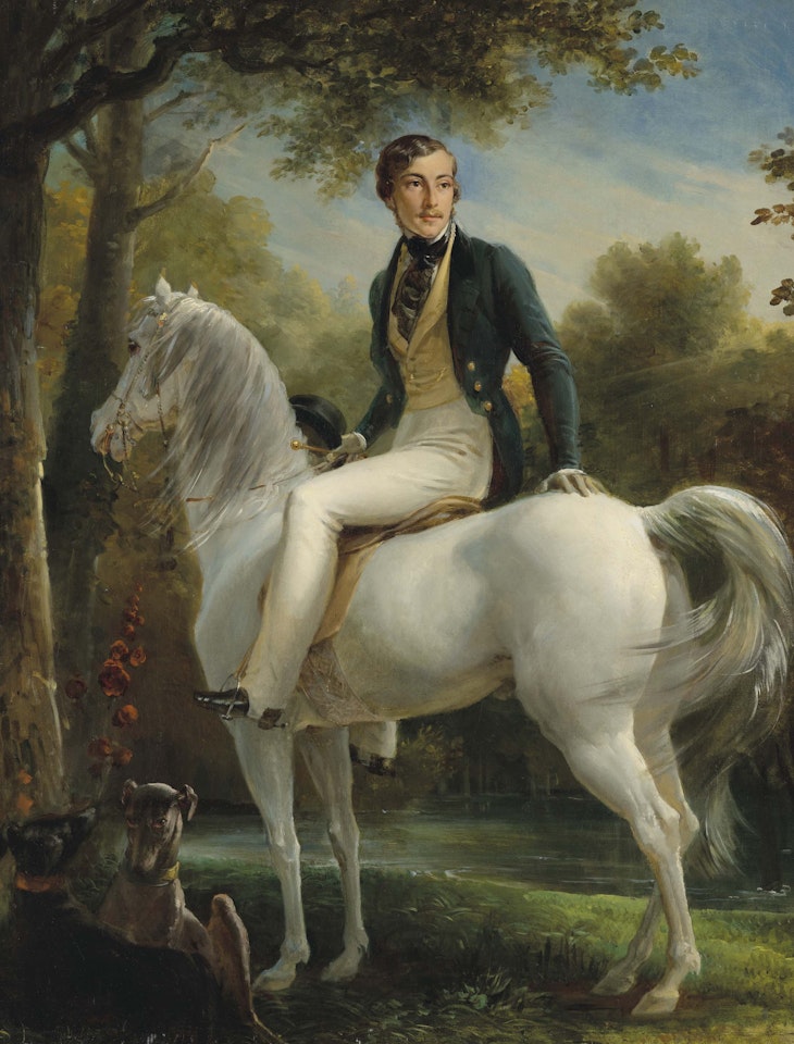 An equestrian portrait of a young gentleman, small full-length by French School