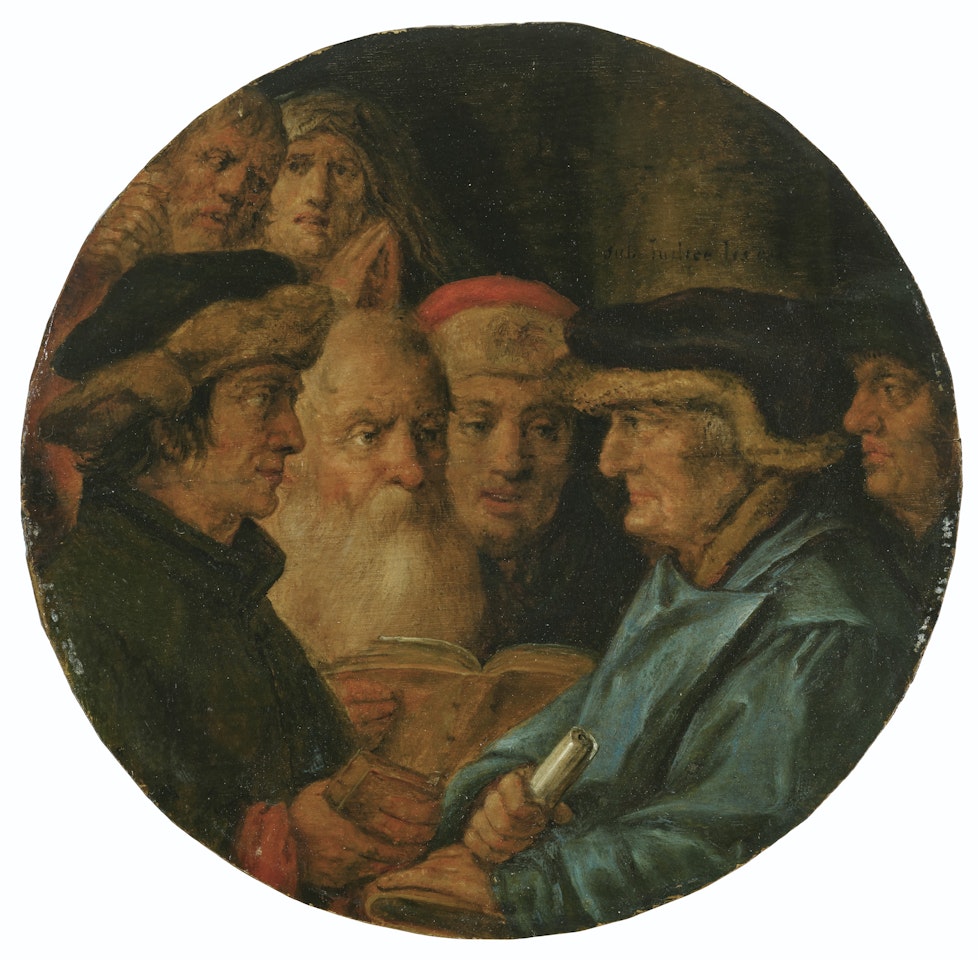 Scribes in conversation by Dutch School
