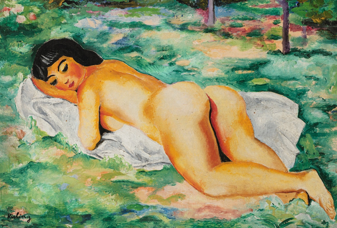 NU ALLONGÉ DANS L'HERBE by Moïse Kisling