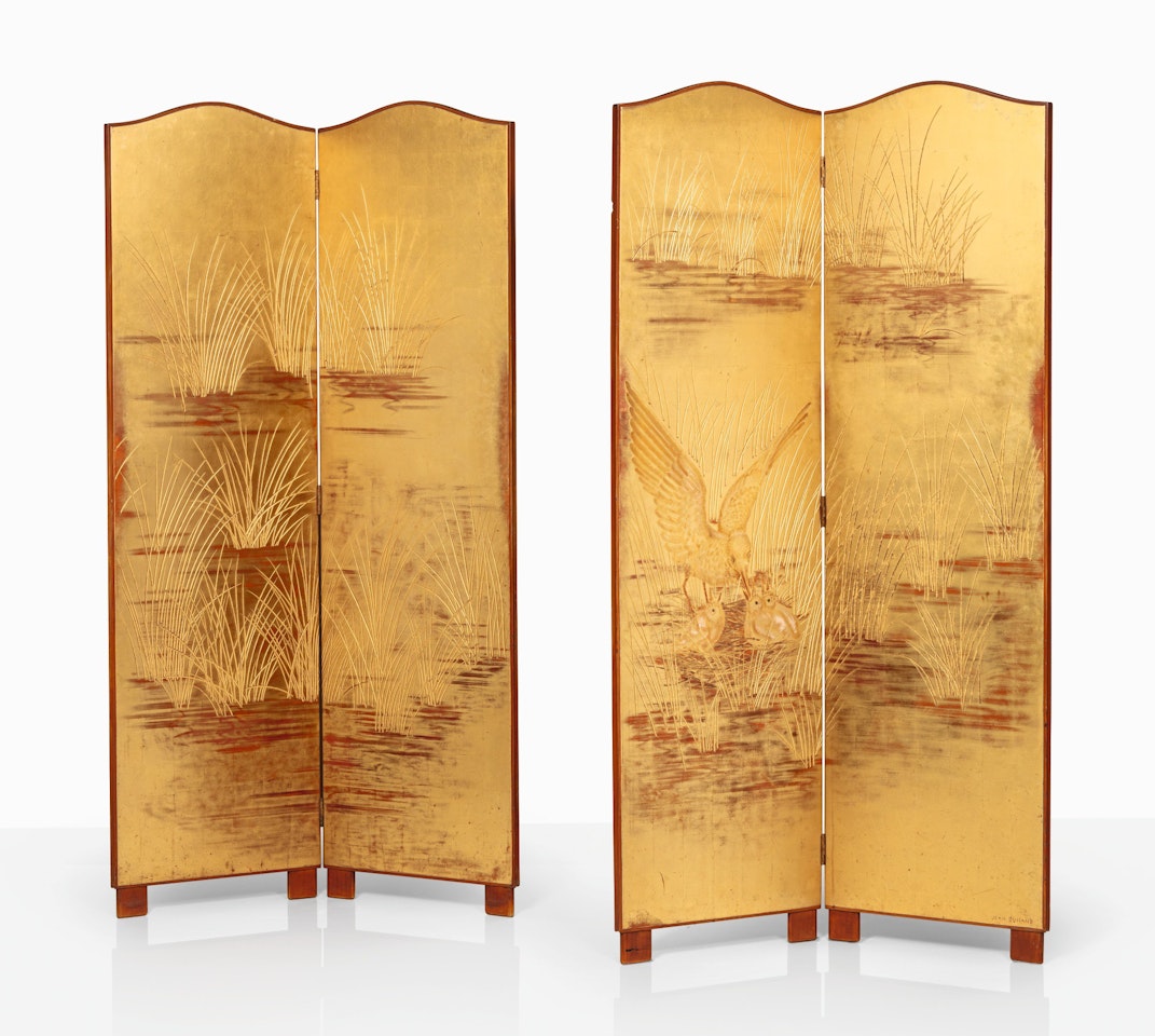 PAIR OF SPATULES-YVAN PANEL SCREENS  by Jean Dunand