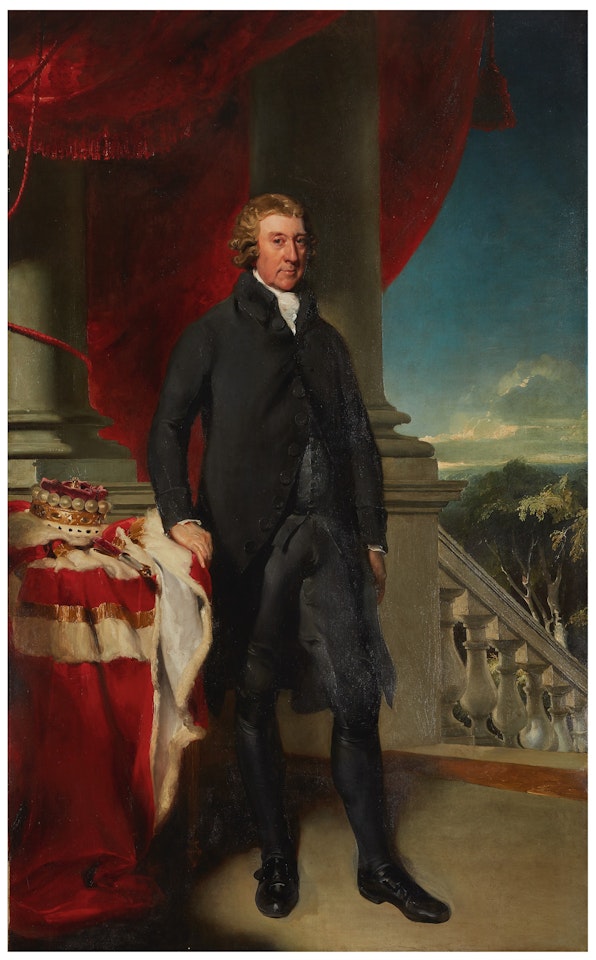 PORTRAIT OF THOMAS DAWSON, 1ST VISCOUNT CREMORNE, FULL LENGTH, WITH HIS HAND RESTING ON A TABLE by Sir Thomas Lawrence