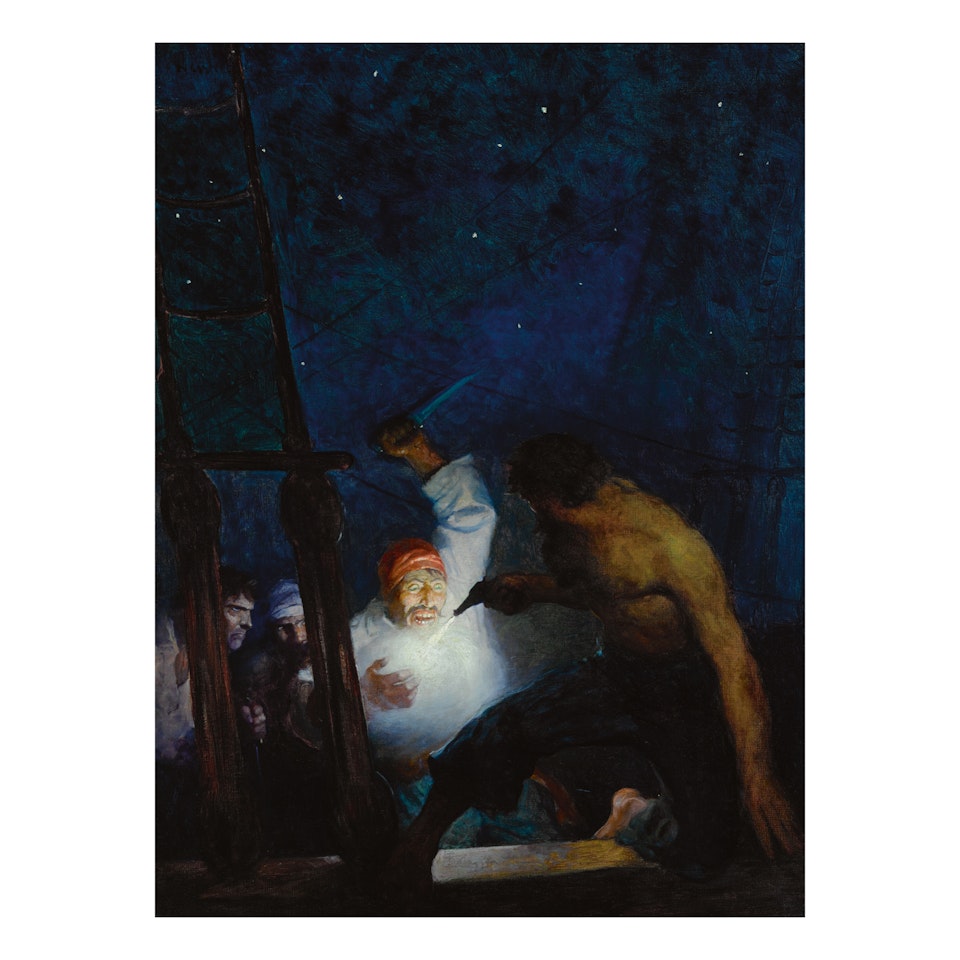 AYRTON'S FIGHT WITH THE PIRATES by Newell Convers Wyeth
