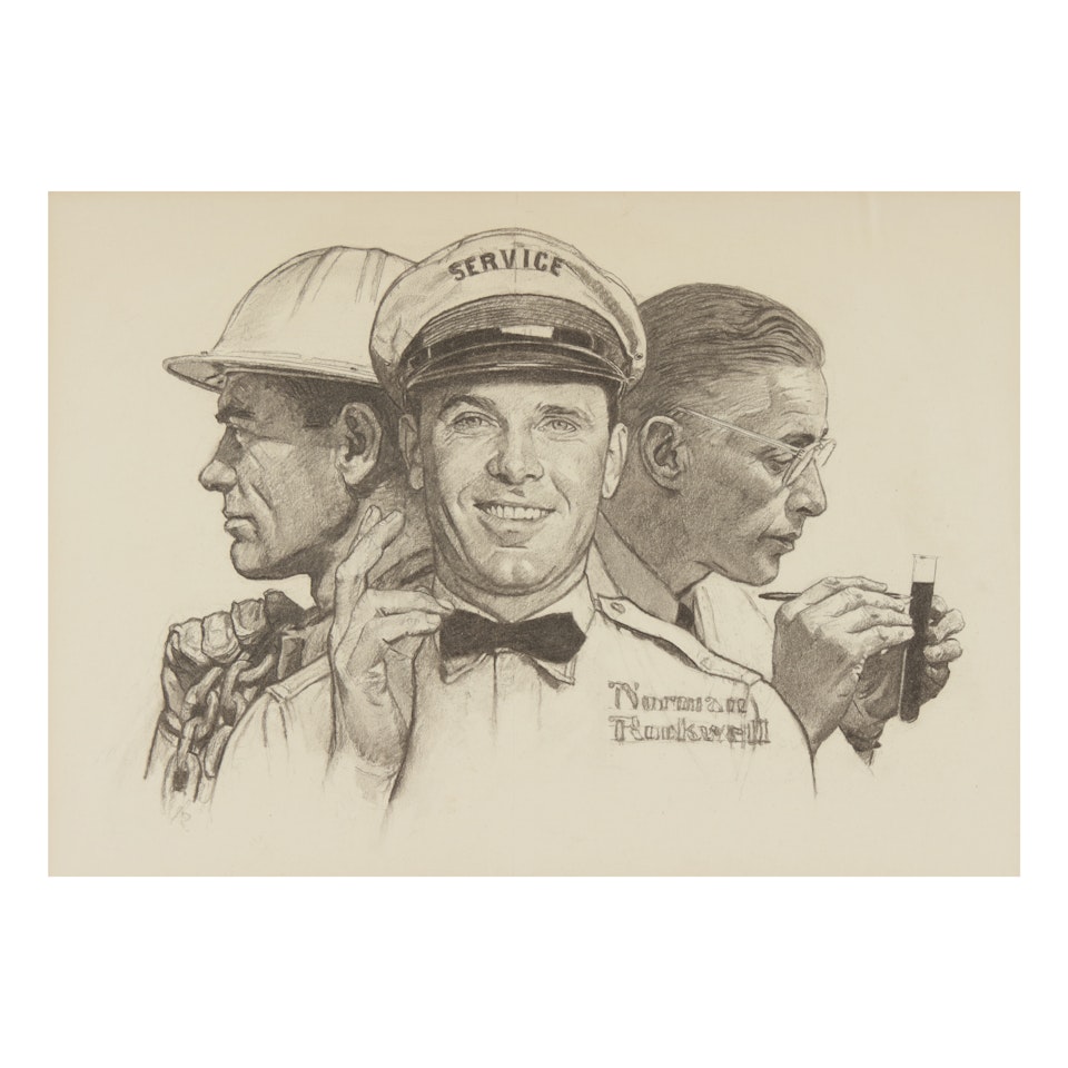 STUDY FOR 'OIL'S FIRST CENTURY' by Norman Rockwell