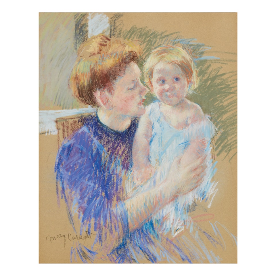 MOTHER IN PURPLE HOLDING HER CHILD by Mary Cassatt