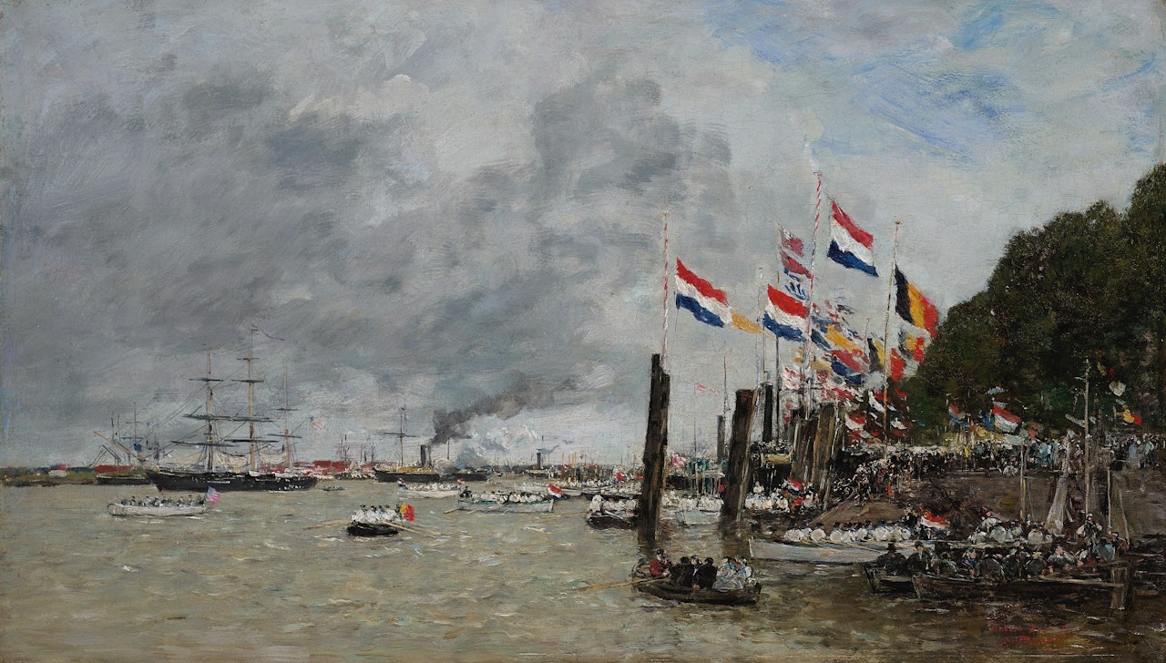 ANVERS. LA FLOTTE ANGLAISE VIENT PRENDRE LES RESTES DES SOLDATS ENTERRÉS DANS LA CITADELLE by Eugène Boudin