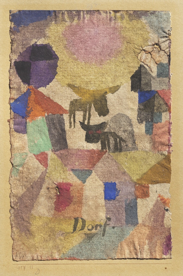 Dorfartig, Häuser, 2 Rinder (Village-like, Houses, 2 Cattle) by Paul Klee
