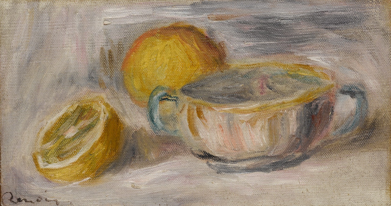 LA TASSE ET LES CITRONS (NATURE MORTE AUX CITRONS) by Pierre-Auguste Renoir