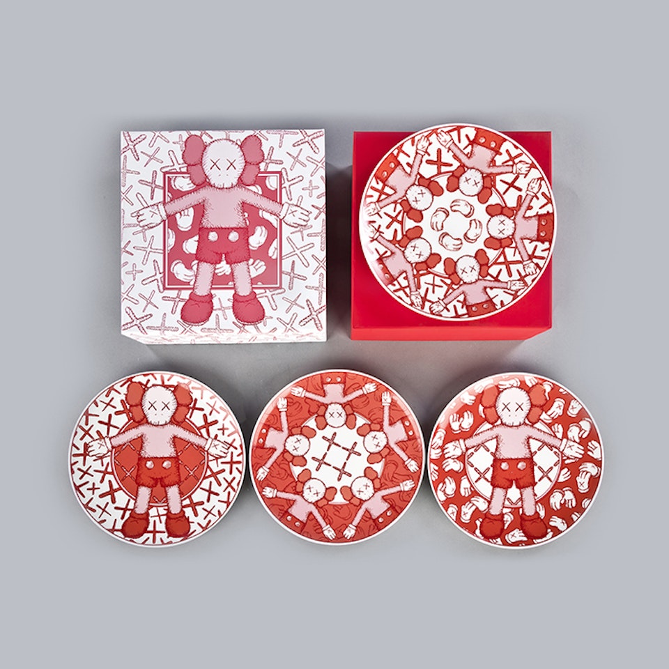 Ceramic Plates (Red, Set of 4) by Kaws