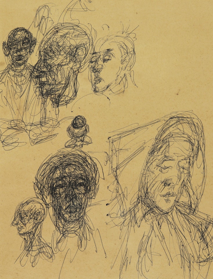 TÊTE DE YANAIHARA ET AUTRES TÊTES DE FACE ET DE PROFIL by Alberto Giacometti