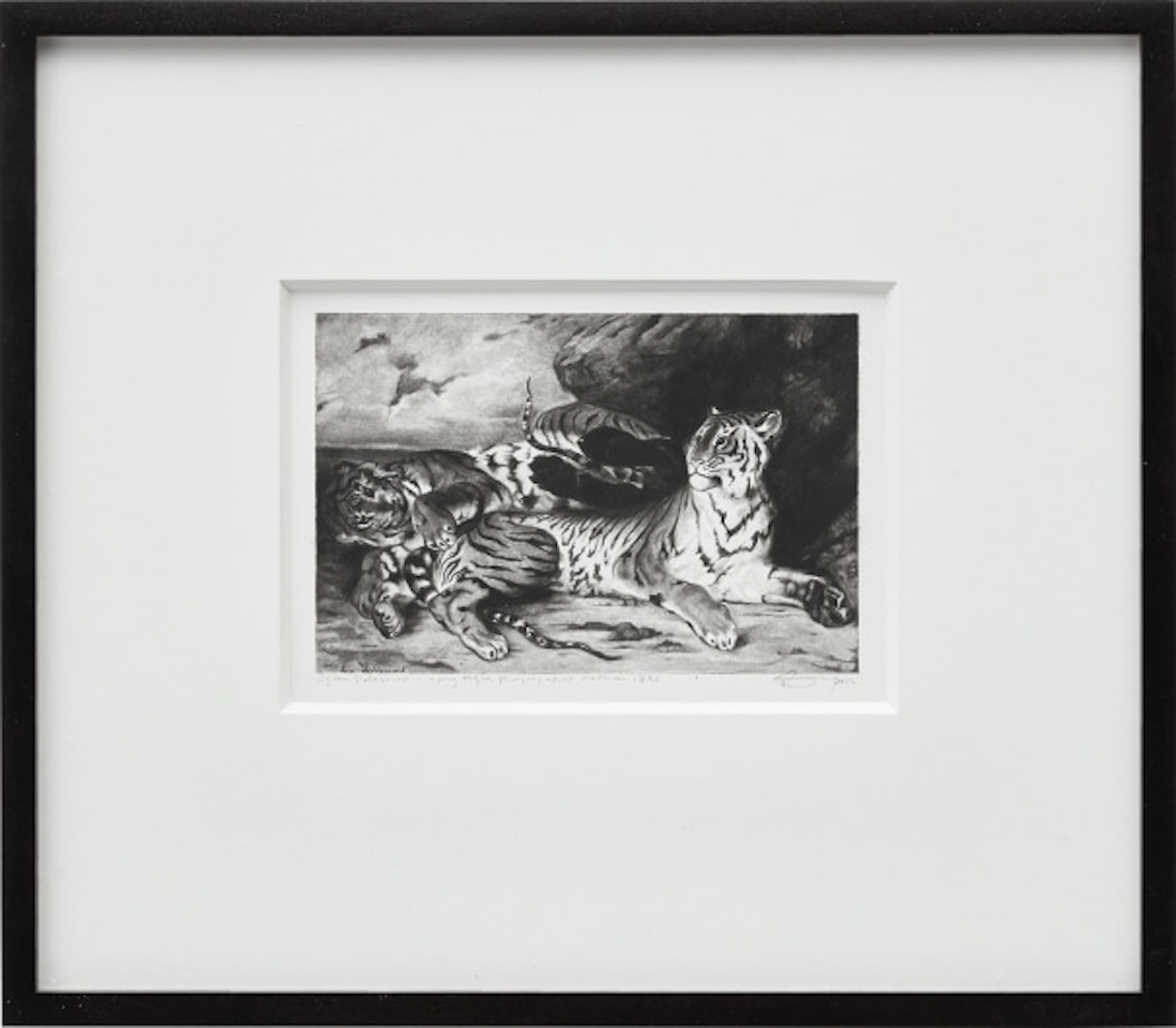 Untitled (After Delacroix, A Young Tiger Playing with Its Mother, 1830) by Robert Longo