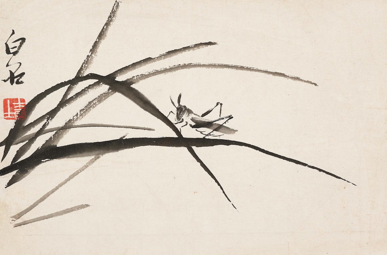 Grasshopper and Leaves by Qi Baishi