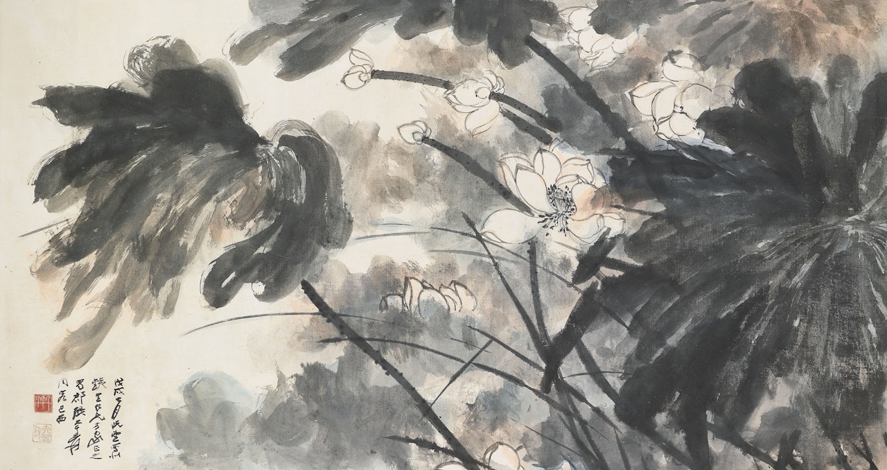 Lotus in the Wind by Zhang Daqian
