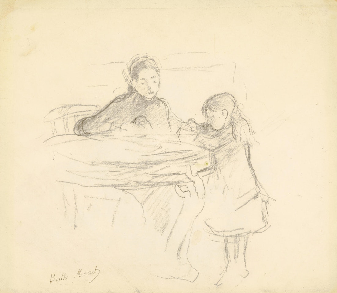Julie Manet à la table (recto); Étude des têtes (verso) by Berthe Morisot