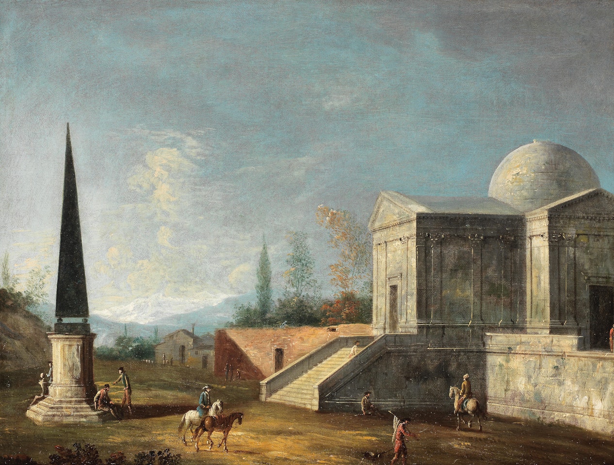 A capriccio including the Rotonda di Palladio, Vicenza by Apollonio Domenichini