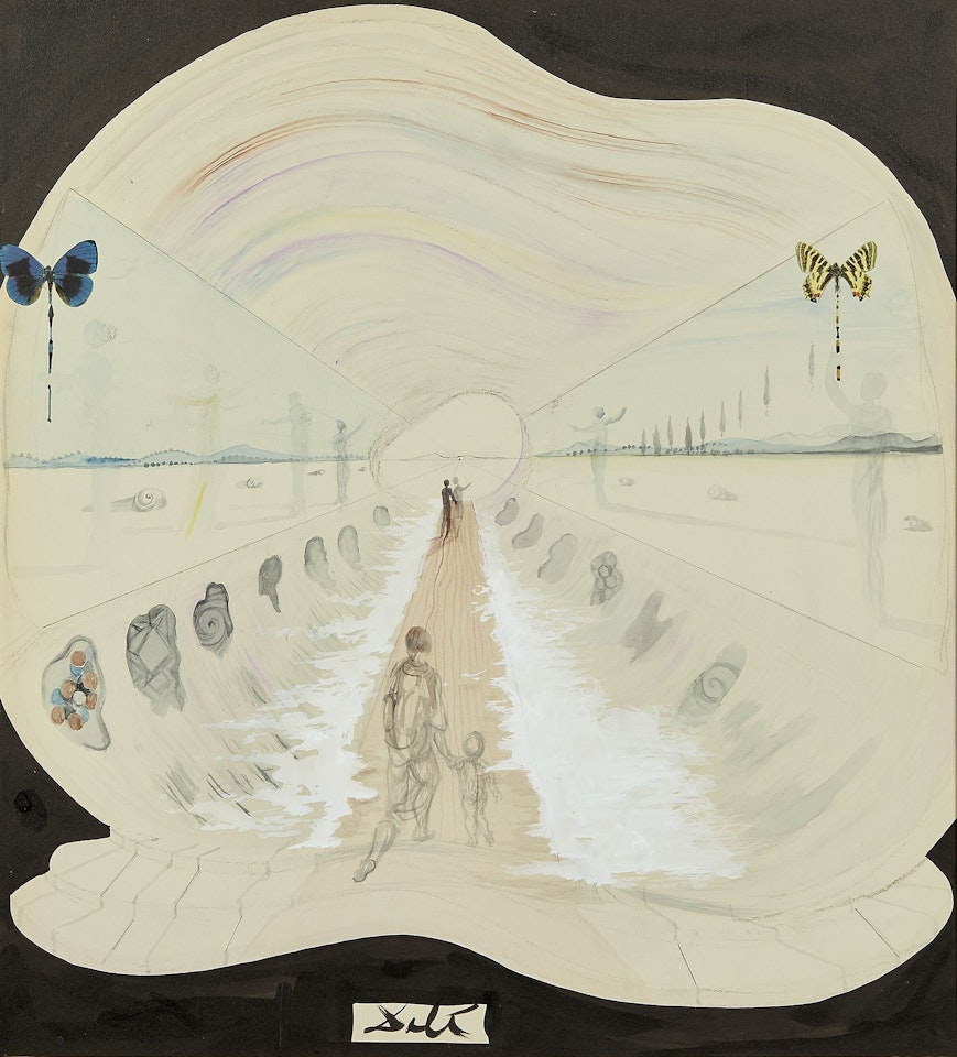 Etude pour la chrysalide animée de Milton, intérieur ou Metamorphosis by Salvador Dali