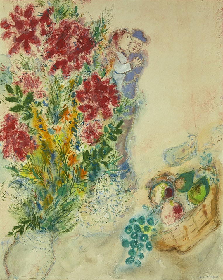 Fleurs et amants by Marc Chagall