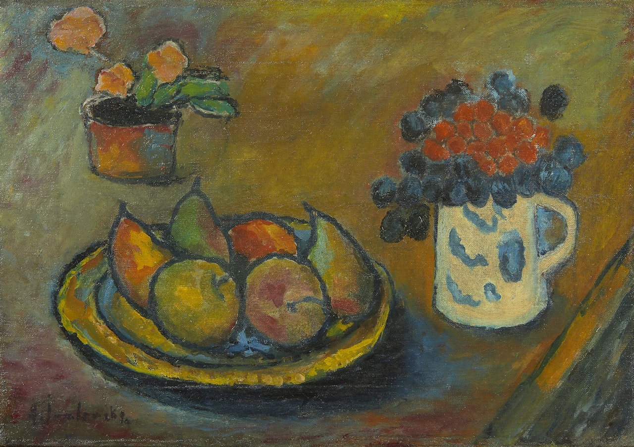 Stilleben mit birnen und äpfeln by Alexej von Jawlensky