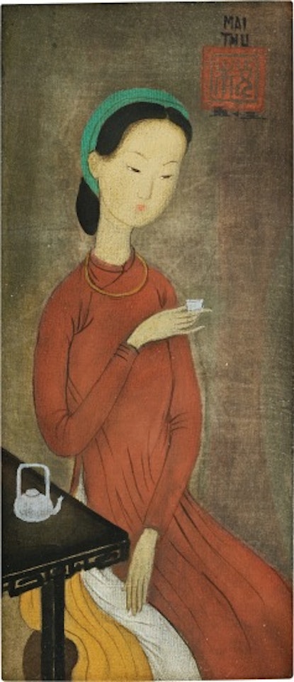Young Girl Drinking Tea by Mai Trung Thu