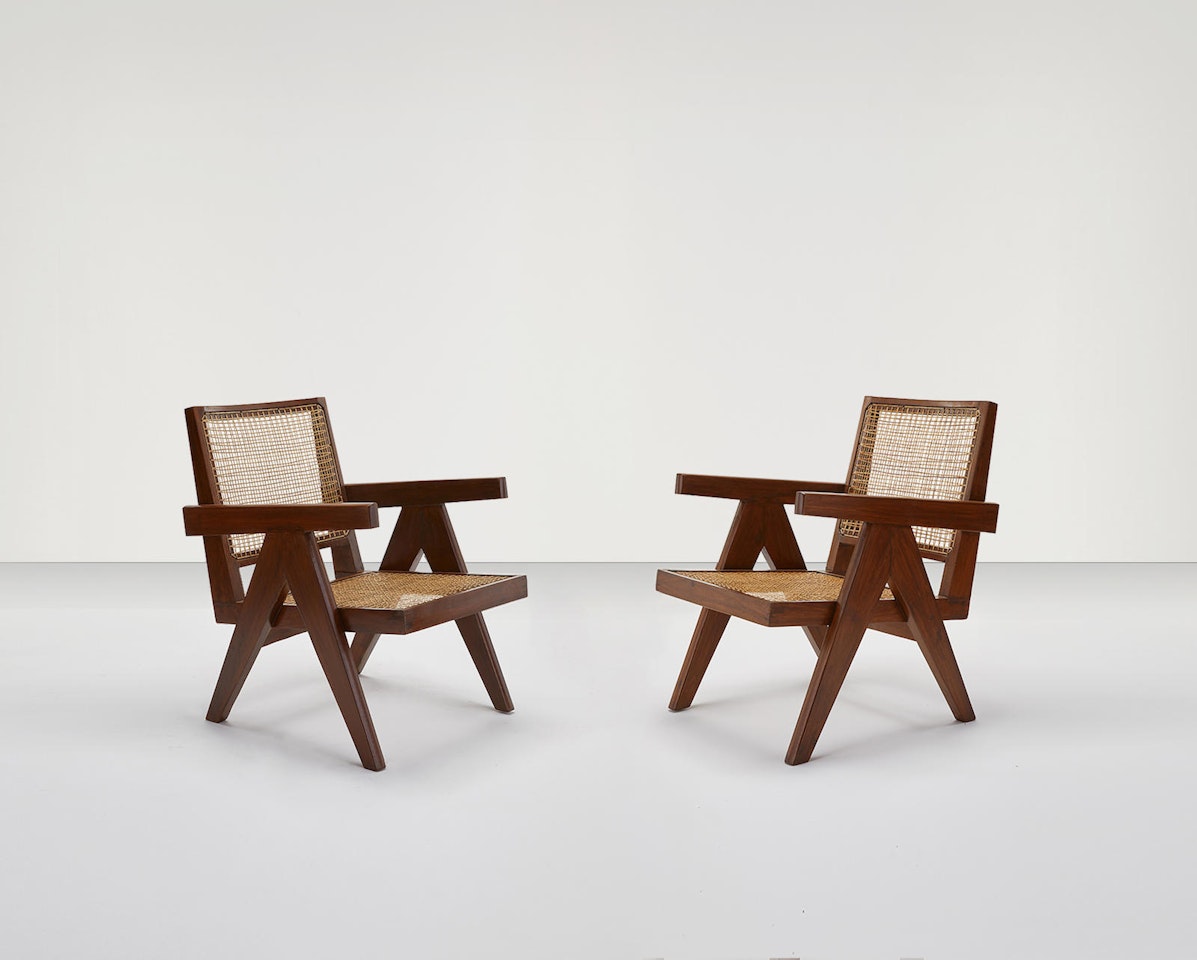 A pair of easy armchairs (model no. PJ-SI-29-A) by Pierre Jeanneret