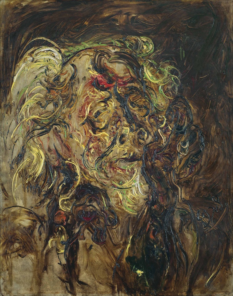 Self-Portrait With A Statue by Affandi