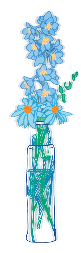 Delphinium and Daisies by Tom Wesselmann