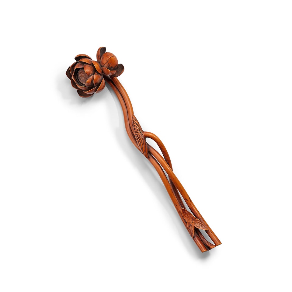 A BOXWOOD LOTUS-FORM RUYI SCEPTRE by Anonymous