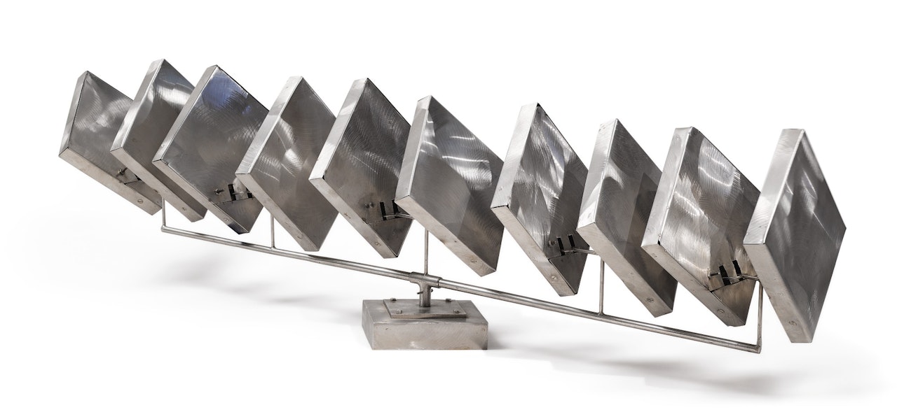 HORIZONTAL COLUMN OF TEN SQUARES by George Rickey
