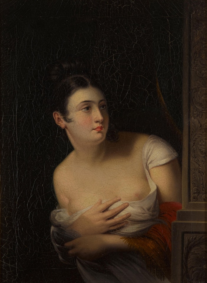 La Surprise after Claude-Marie Dubufe by ATTRIBUTED TO LAMQUA