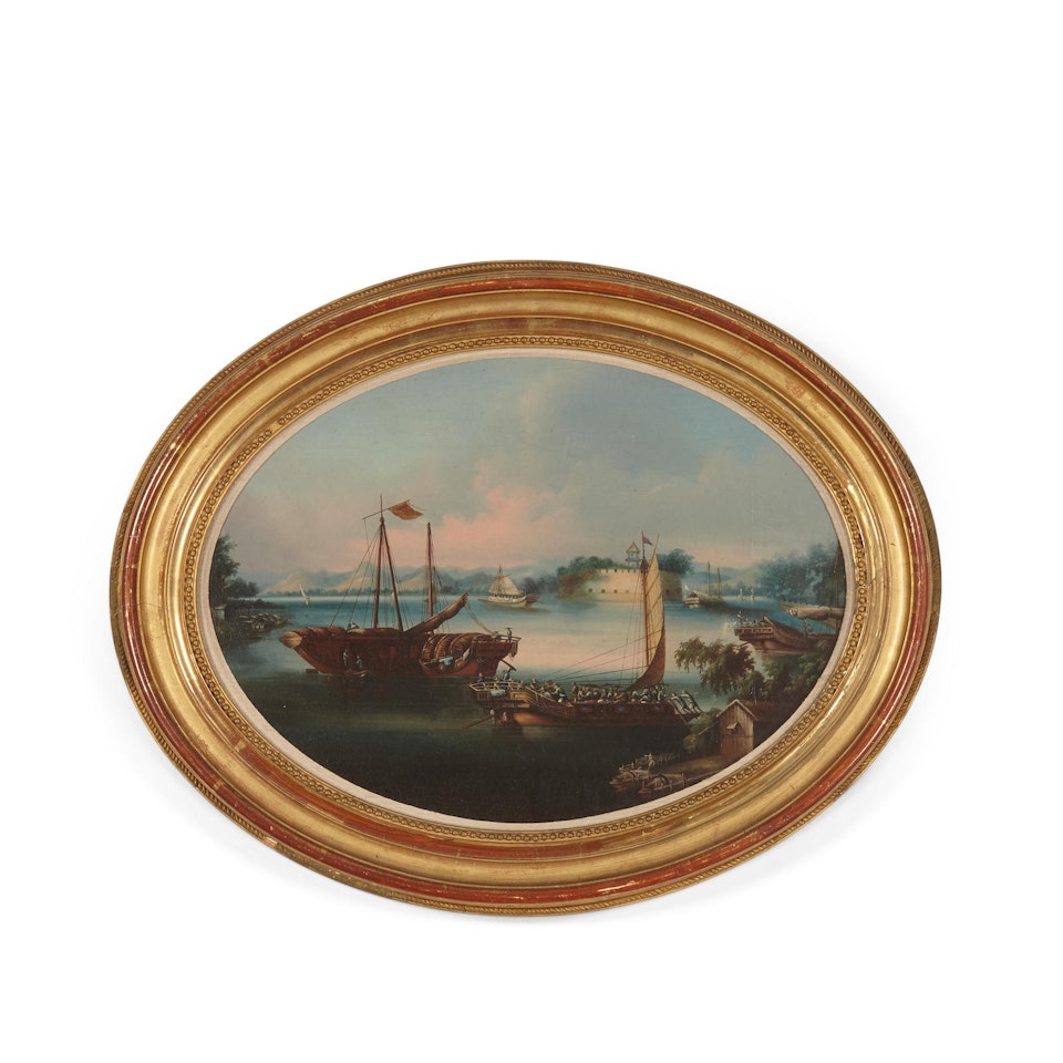 Junks and Yellow Pagoda Fort by Attributed to Nam Cheong