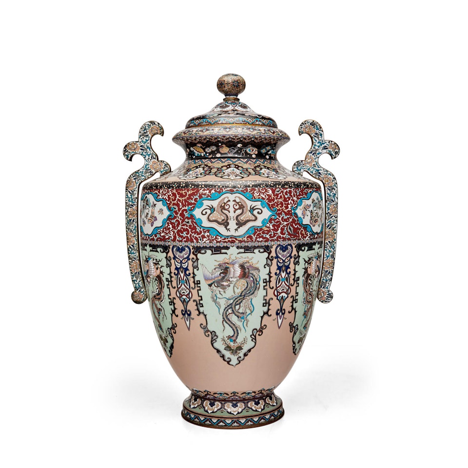 A large cloisonné-enamel vase and cover by Anonymous