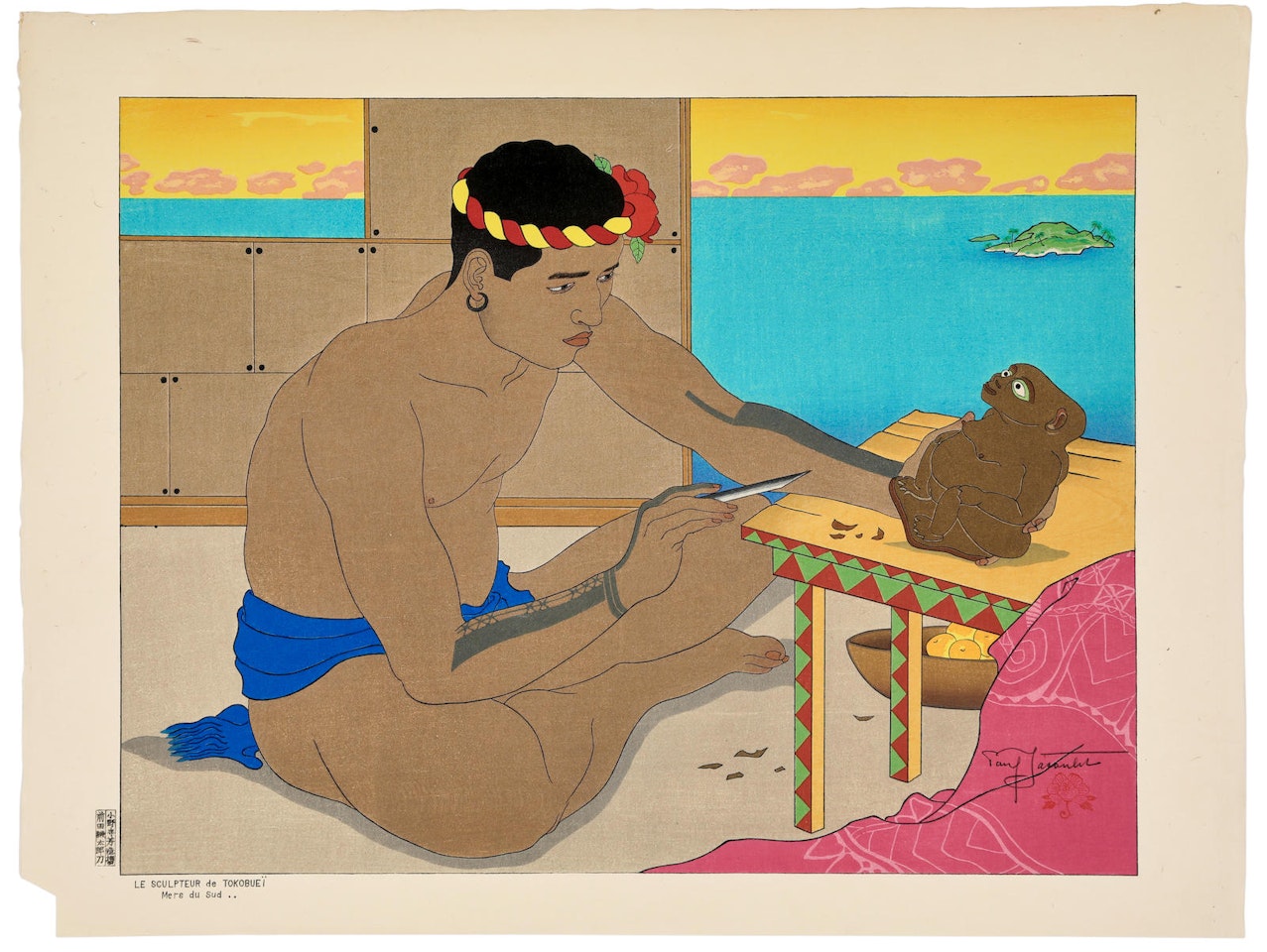 Le Sculpteur de Tokubuei Mers du Sud by Paul Jacoulet