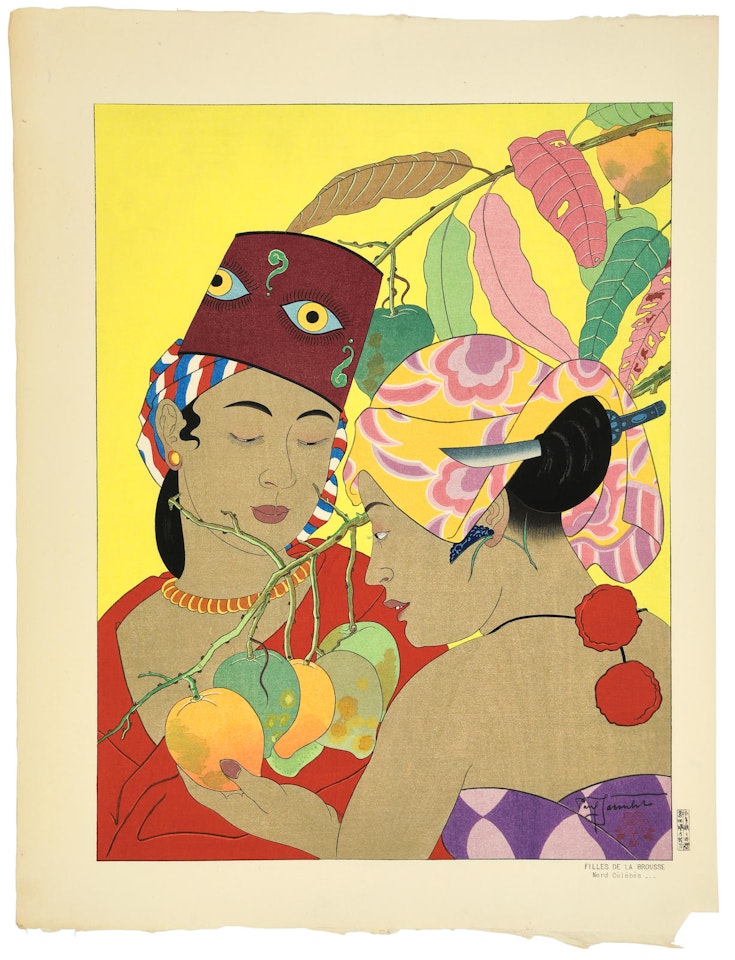 Filles de la Brousse Nord Celebes (Daughters of the Wild, North Sulawesi); Fleurs d'Hiver Oshima Japon (Winter Flowers, Oshima, Japan); Le Bol De Lait Aino Hokkaido Japon (The Milk Bowl, Ainu, Hokkaido, Japan) by Paul Jacoulet