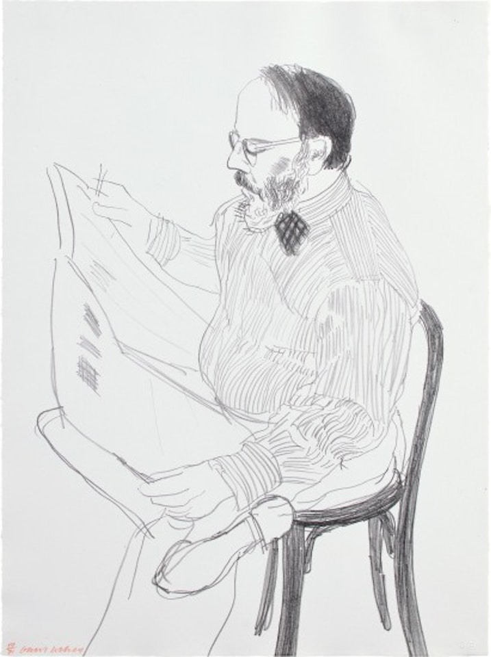 Henry Reading Newspaper, from Friends by David Hockney