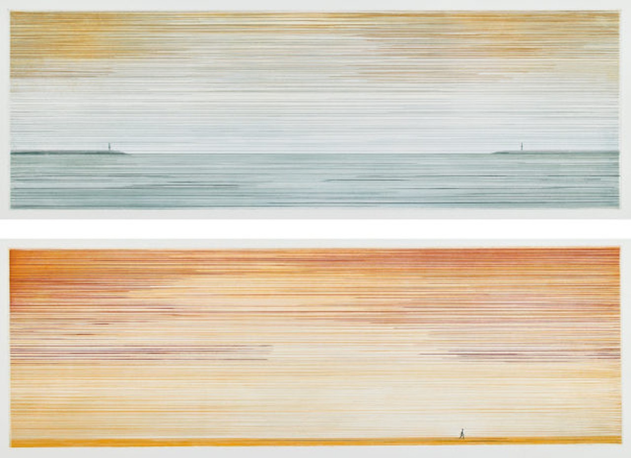 Two People Temporarily Separated; and Man Walking Away from it All by Ed Ruscha