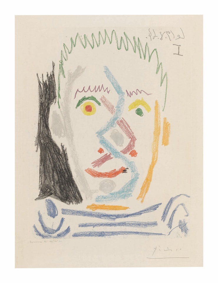 TÊTE D’HOMME AU MAILLOT RAYÉ (B. 1164; BA. 1164) by Pablo Picasso