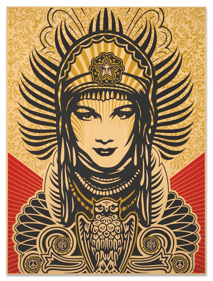 Peace Goddess on Wood by Shepard Fairey