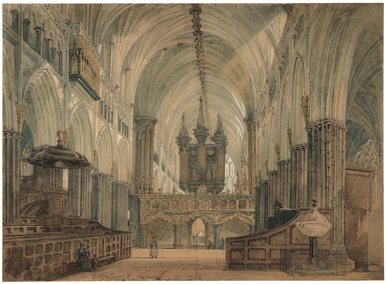 The interior of Exeter Cathedral by Thomas Girtin