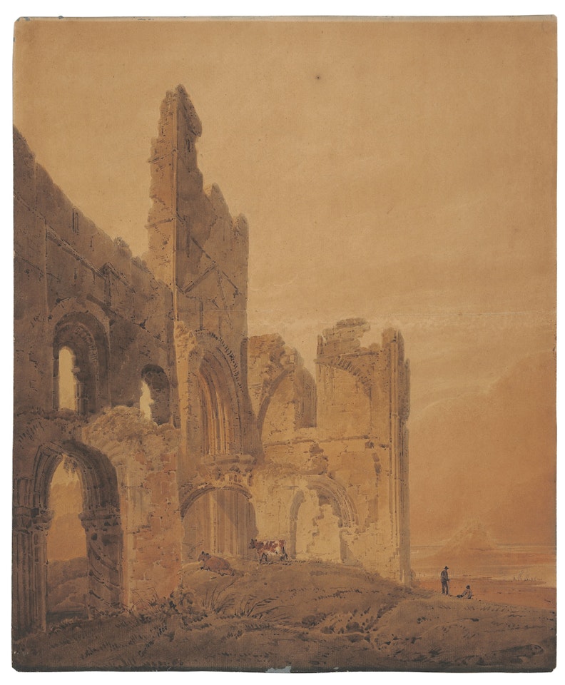 View of St Cuthbert's, Holy Island, Northumberland by Thomas Girtin