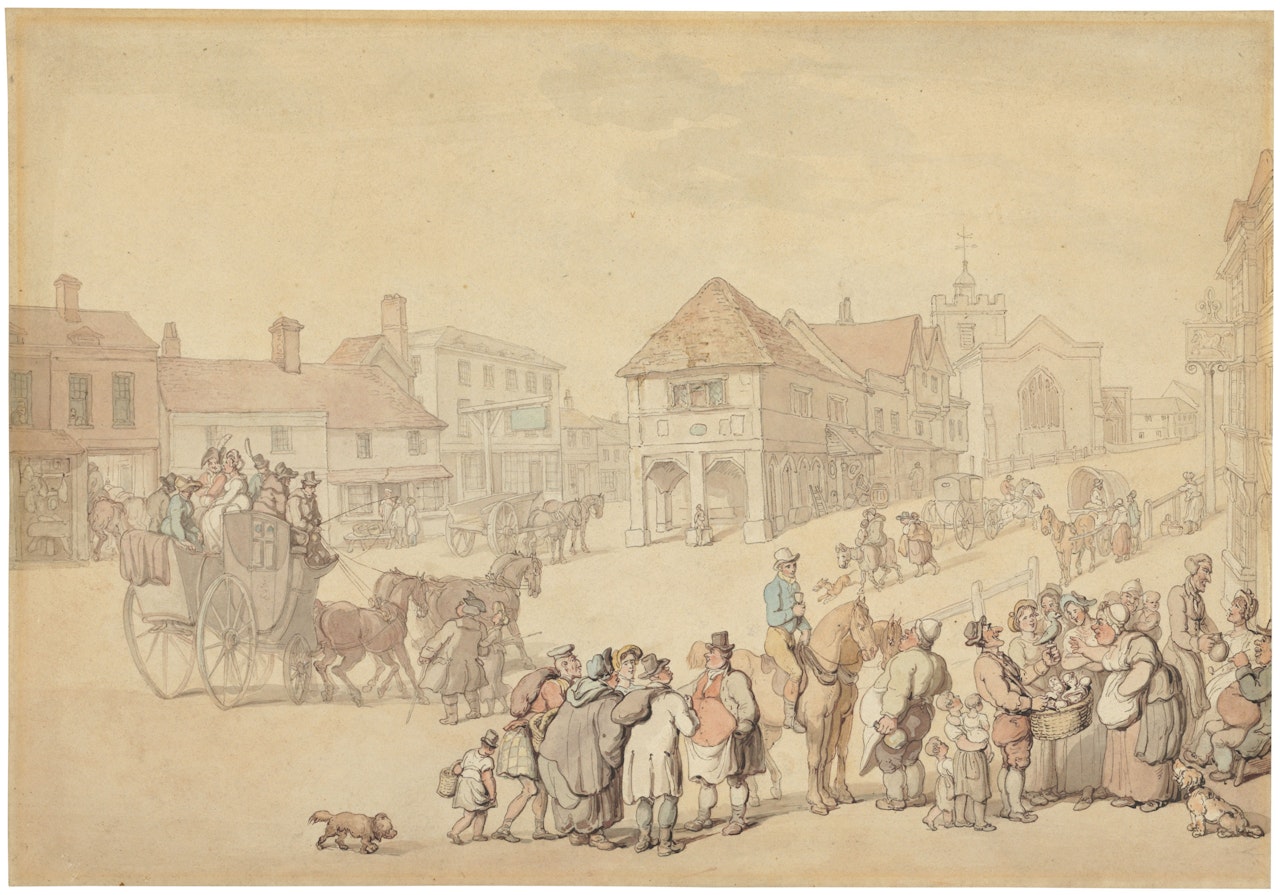 The Market-Place, Barnet, North London by Thomas Rowlandson