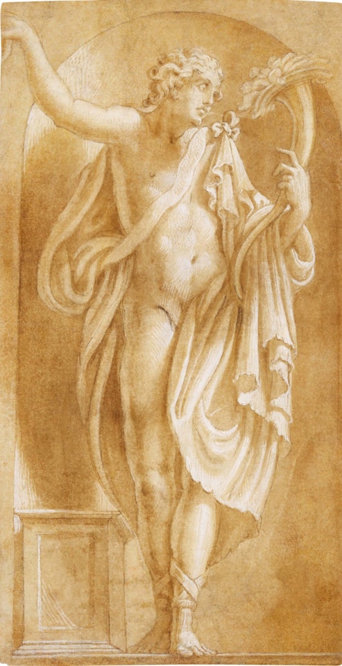 A STATUE OF APOLLO IN A NICHE by Giulio Campi