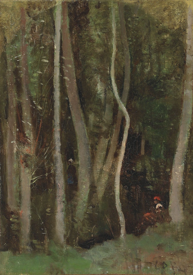 Figures in the forest by Jean Baptiste Camille Corot